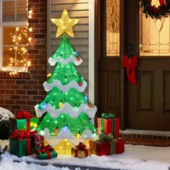 130 cm LED Weihnachtsbaum mit LED-Lichern & Stern & Erdbeerförmigen Glühbirnen