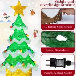 130 cm LED Weihnachtsbaum mit LED-Lichern & Stern & Erdbeerförmigen Glühbirnen