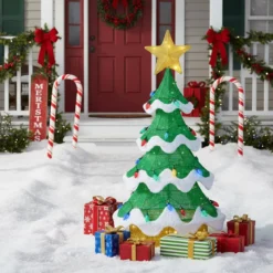 130 cm LED Weihnachtsbaum mit LED-Lichern & Stern & Erdbeerförmigen Glühbirnen