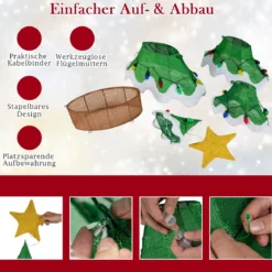 130 cm LED Weihnachtsbaum mit LED-Lichern & Stern & Erdbeerförmigen Glühbirnen
