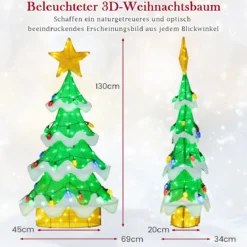 130 cm LED Weihnachtsbaum mit LED-Lichern & Stern & Erdbeerförmigen Glühbirnen