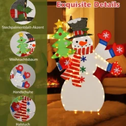 123 cm LED Weihnachtsdeko Schneemann mit Winkender Hand & 140 Warmweiß LEDs