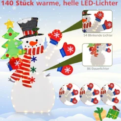123 cm LED Weihnachtsdeko Schneemann mit Winkender Hand & 140 Warmweiß LEDs