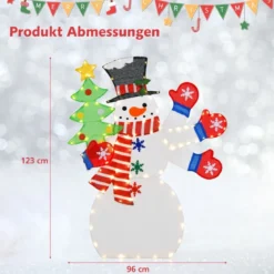 123 cm LED Weihnachtsdeko Schneemann mit Winkender Hand & 140 Warmweiß LEDs