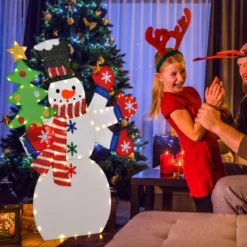123 cm LED Weihnachtsdeko Schneemann mit Winkender Hand & 140 Warmweiß LEDs