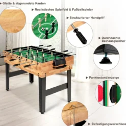 1055 cm Multifunktionstisch 10-in-1 Kombi-Spieltisch mit Tischfußball Hockey Tischtennis Billard
