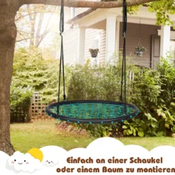Ø100cm Nestschaukel Rundschaukel 100-160cm verstellbaren Seil Hängeschaukel Tellerschaukel Grün