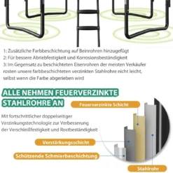 φ333cm Outdoor Trampolin mit Leiter & Basketball & Sicherheitsnetz & Randabdeckung