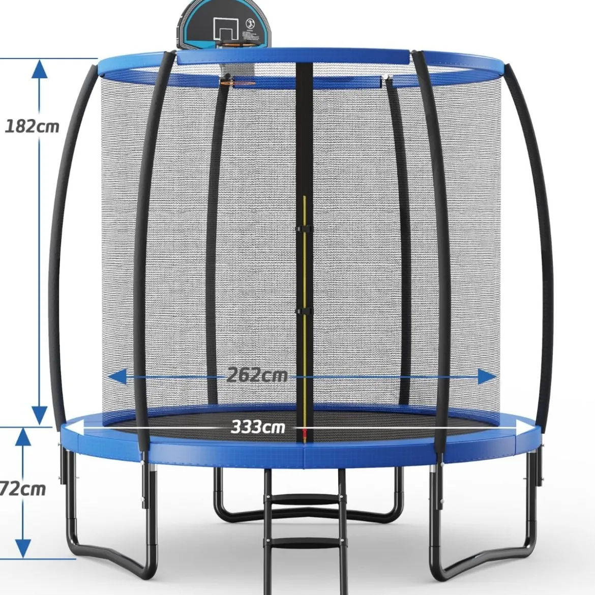 φ333cm Outdoor Trampolin mit Leiter & Basketball & Sicherheitsnetz & Randabdeckung