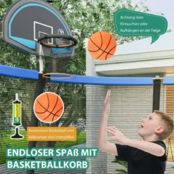 φ 244 cm Outdoor-Trampolin Outdoor-Trampolin mit Basketballkorb