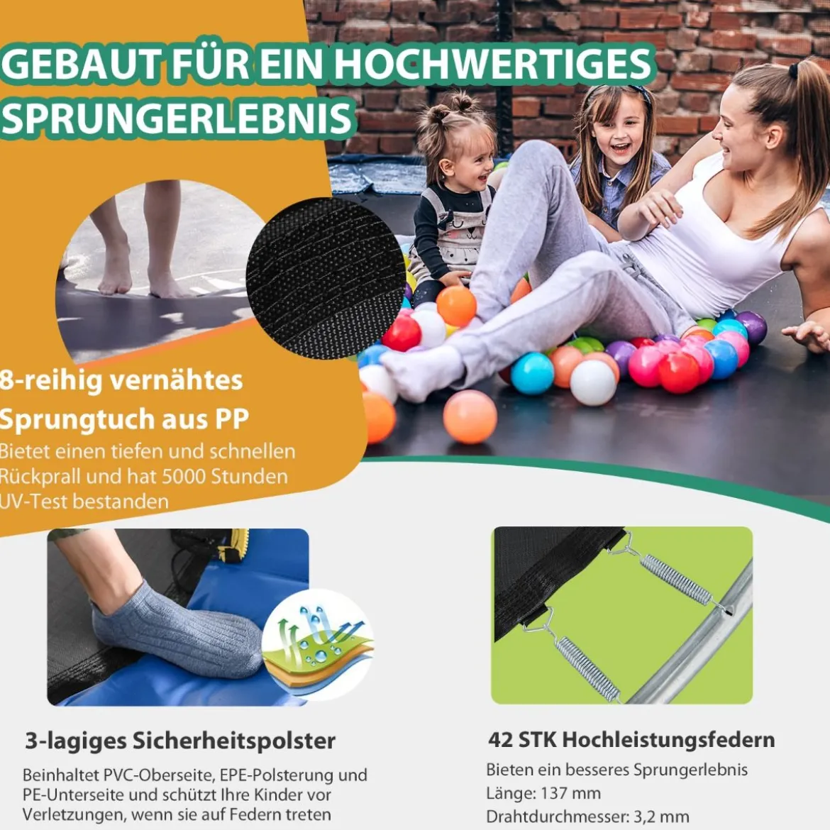 φ 244 cm Outdoor-Trampolin Outdoor-Trampolin mit Basketballkorb