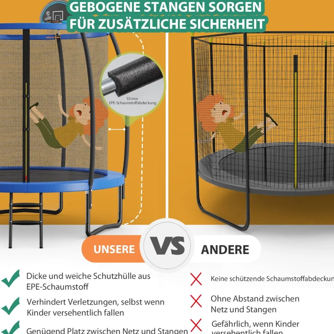 φ 244 cm Outdoor-Trampolin Outdoor-Trampolin mit Basketballkorb