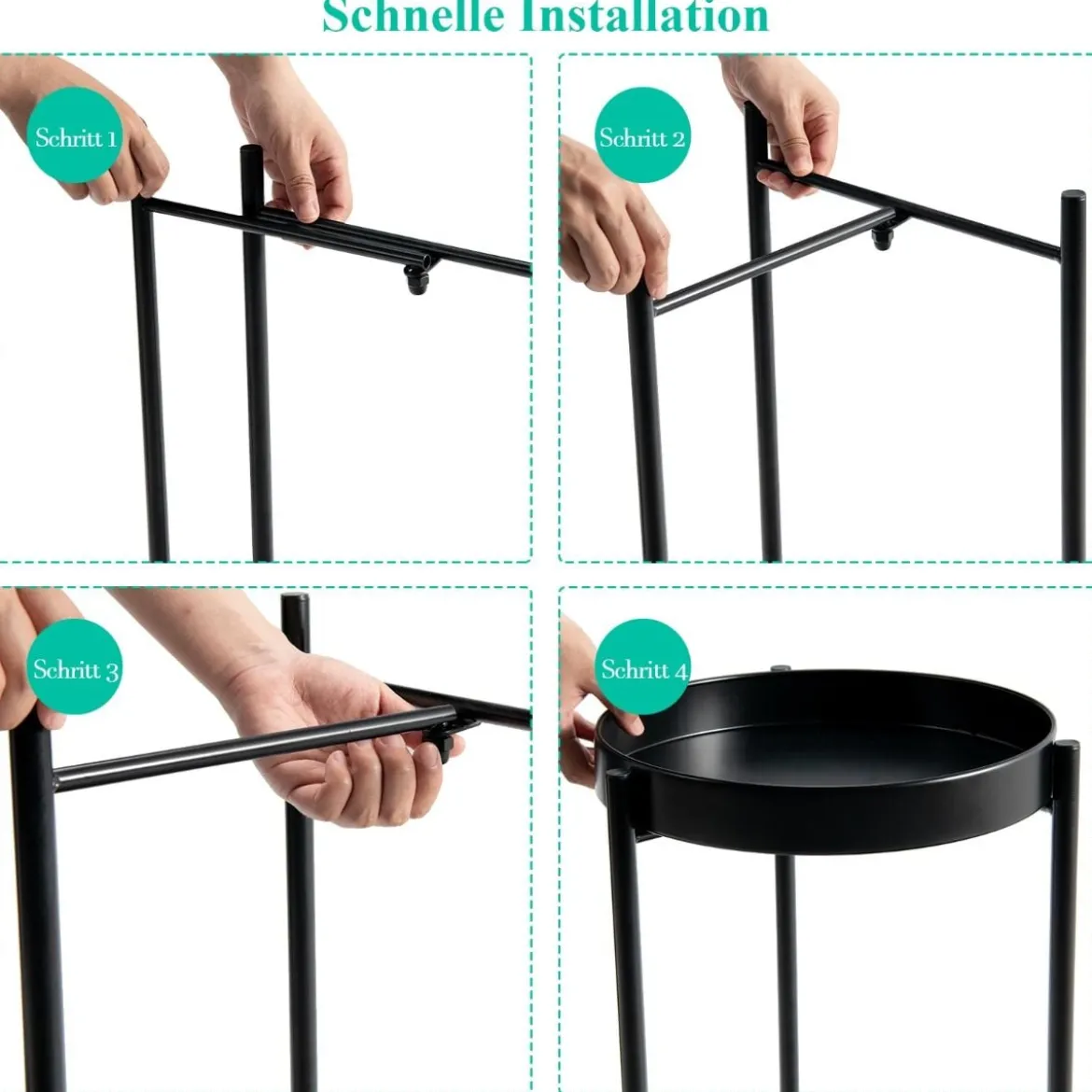 Ø 30 cm Pflanzenständer 2-stöckiger Blumenständer Metall mit Ablage Schwarz