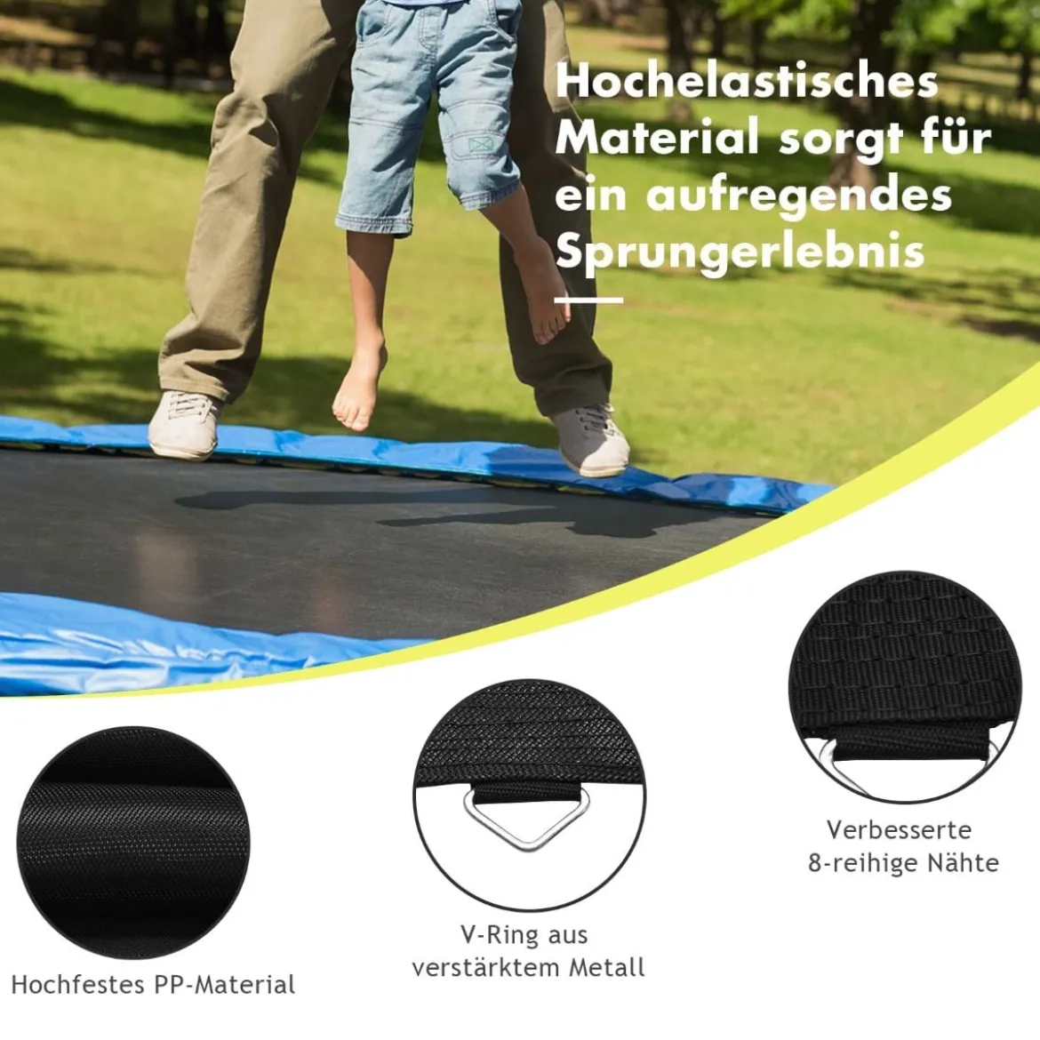 φ 366 cm PP Trampolin Sprungtuch Trampolinsprungtuch Sprungmatte Trampolinzubehör Schwarz