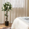120 cm Rosenbaum mit Weißen Rosen Kunstbaum mit Blüten Künstlicher Blumenbaum
