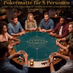 Ø100 cm Runde Pokermatte mit Tragetasche Faltbare Pokerauflage mit Rutschfester Gummibasis