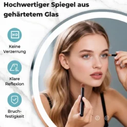 60 cm runder LED-beleuchteter Spiegel Badezimmerspiegel mit einstellbarer Helligkeit Silber