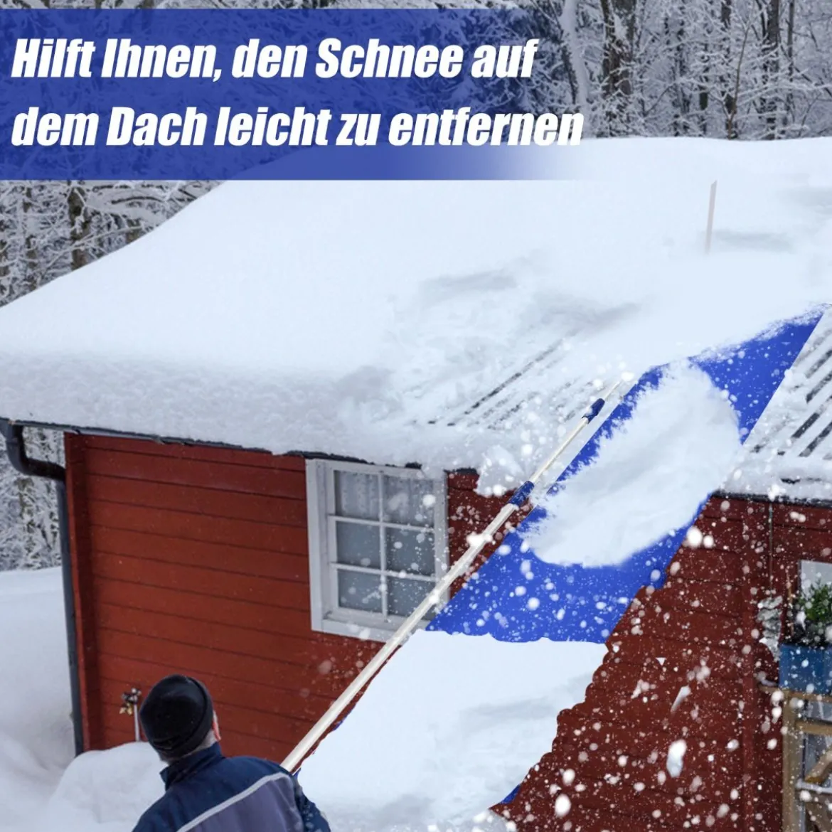 189-620 cm Schnee Dachrechen aus Aluminium Dach Rake Schneeräumer mit Oxford-Stoff