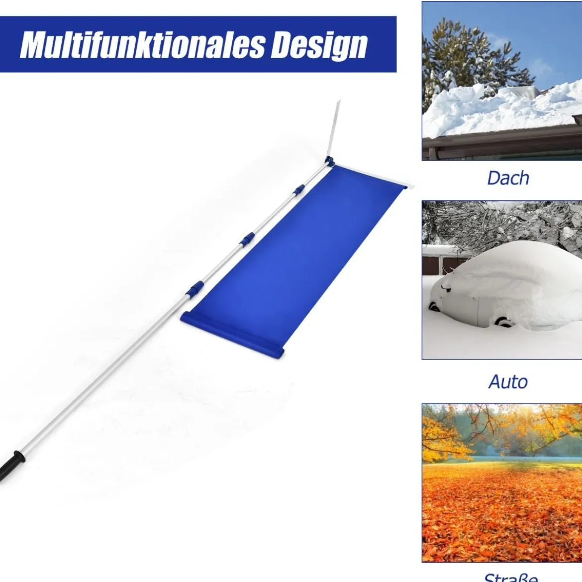 189-620 cm Schnee Dachrechen aus Aluminium Dach Rake Schneeräumer mit Oxford-Stoff