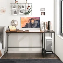 140 cm Schreibtisch mit Ablageflächen & Spleißplatte Computertisch Bürotisch Industriell
