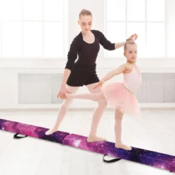 240cm Schwebebalken Kinder Balancierbalken klappbar Gymnastikbalken mit Tragegriff & rutschfestem Boden Mehrfarbig