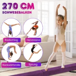 270 cm Schwebebalken Kinder Balancierbalken klappbar Gymnastikbalken mit Tragegriff