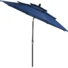 300 cm Sonnenschirm aus Aluminium mit 3-stufigem Dach Automatisch Neigbarer Standschirm Navy