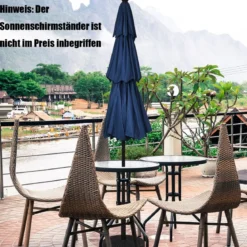 300 cm Sonnenschirm aus Aluminium mit 3-stufigem Dach Automatisch Neigbarer Standschirm Navy