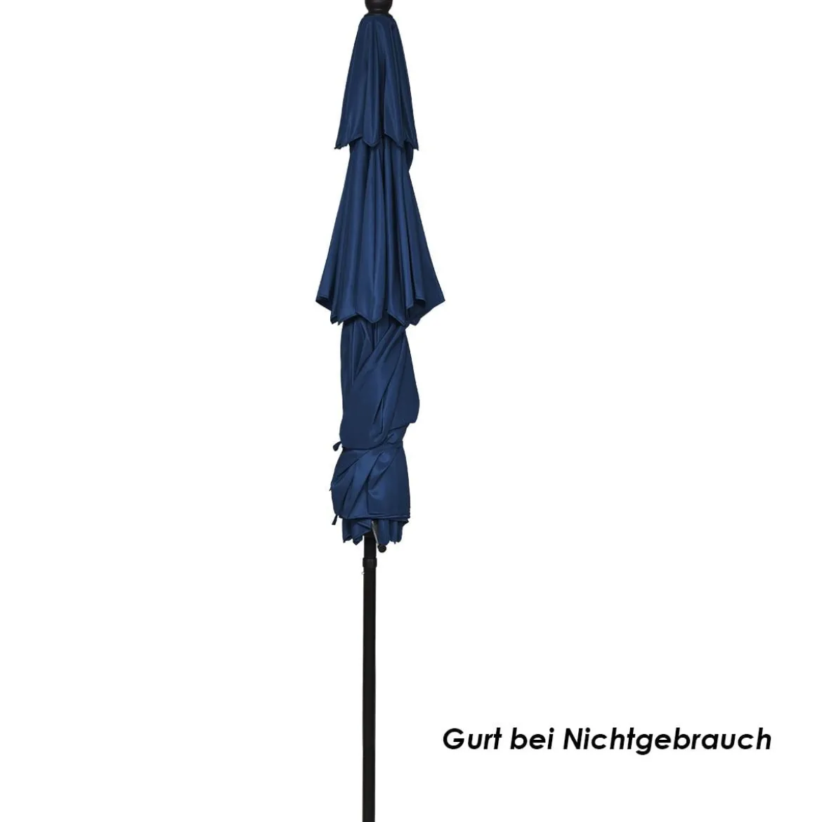300 cm Sonnenschirm aus Aluminium mit 3-stufigem Dach Automatisch Neigbarer Standschirm Navy