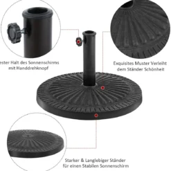 Φ49cm Sonnenschirmständer Robuster Runder Schirmhalter mit Feststellknopf Dicke Eisenstange