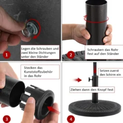 Φ49cm Sonnenschirmständer Robuster Runder Schirmhalter mit Feststellknopf Dicke Eisenstange