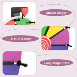 Ø38 cm Spinnrad Preisrad mit 10 Fächern Buntes Glücksrad für Party