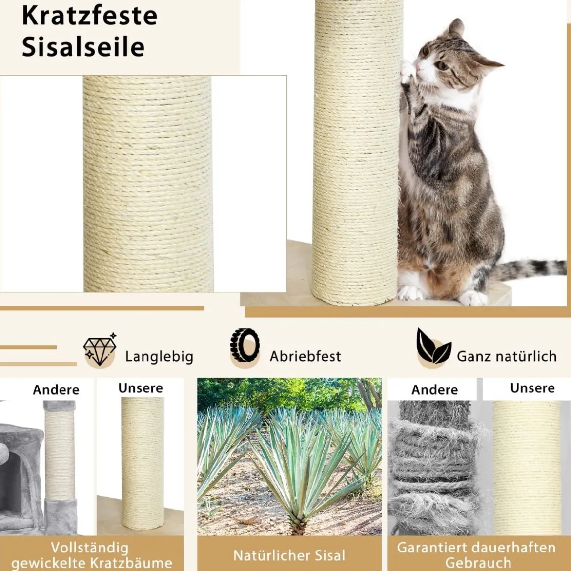 197 cm 7-stöckiger Holz Kratzbaum mit Hängematte & Katzenhöhle & Hängekorb & Bällen Katzenbaum