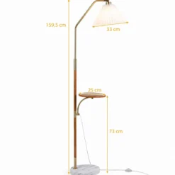 160 cm Stehlampe mit Ablage Plissee Lampenschirm aus Papier mit Verstellbarem Lampenkopf
