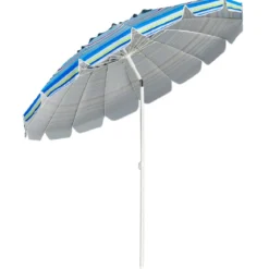 243cm Strand-Sonnenschirm Outdoor-Sonnenschirm Strandschirm Alu neigbar Terrassenschirm