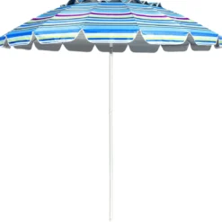 243cm Strand-Sonnenschirm Outdoor-Sonnenschirm Strandschirm Alu neigbar Terrassenschirm