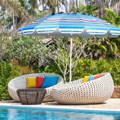 243cm Strand-Sonnenschirm Outdoor-Sonnenschirm Strandschirm Alu neigbar Terrassenschirm