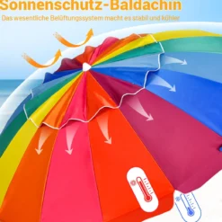 243cm Strand-Sonnenschirm Outdoor-Sonnenschirm Strandschirm Alu neigbar Terrassenschirm