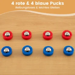 114 CM Tisch-Shuffleboard & Curling 2-in-1 Brettspiel mit 8 Scheiben tragbares Holz Mehrfarbig