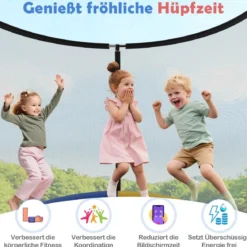 Ø244 cm Trampolin mit Leiter & Sicherheitsnetz Rund Gartentrampolin Kindertrampolin Orange
