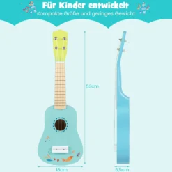 53 cm Ukulele Gitarre für Kinder 4-saitige Mini-Ukulele mit Bassholz-Korpus für Kinder ab 3 Jahren Hellblau