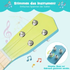 53 cm Ukulele Gitarre für Kinder 4-saitige Mini-Ukulele mit Bassholz-Korpus für Kinder ab 3 Jahren Hellblau