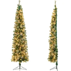 210 cm Vorgeleuchteter Halbbaum-Weihnachtsbaum Halber Künstlicher Baum
