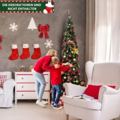 210 cm Vorgeleuchteter Halbbaum-Weihnachtsbaum Halber Künstlicher Baum