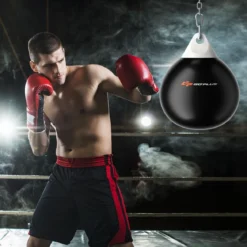 Ø45 cm Wasserboxsack 50 kg Boxing Punching Bag mit Verstellbarer Metallkette Schwarz