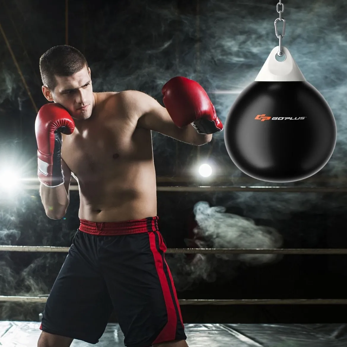 Ø45 cm Wasserboxsack 50 kg Boxing Punching Bag mit Verstellbarer Metallkette Schwarz