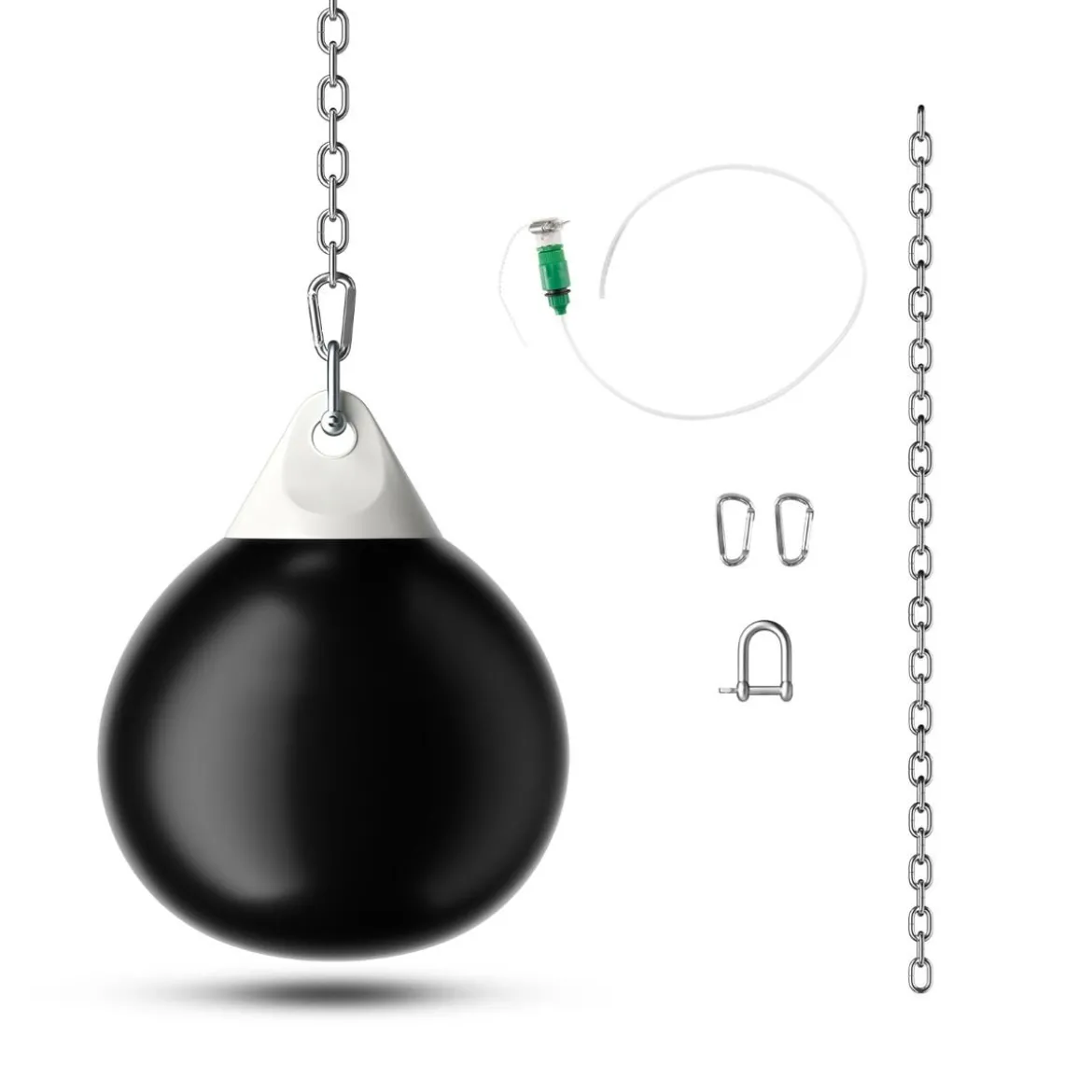 Ø45 cm Wasserboxsack 50 kg Boxing Punching Bag mit Verstellbarer Metallkette Schwarz