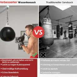 Ø45 cm Wasserboxsack 50 kg Boxing Punching Bag mit Verstellbarer Metallkette Schwarz