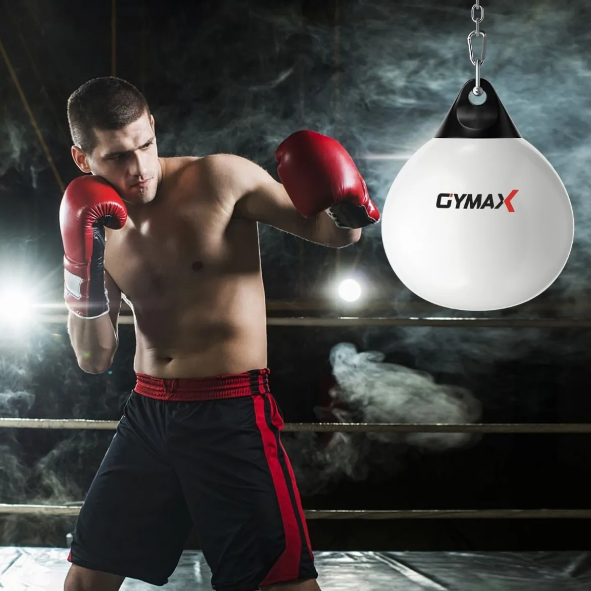 Ø45 cm Wasserboxsack 50 kg Boxing Punching Bag mit Verstellbarer Metallkette Weiß