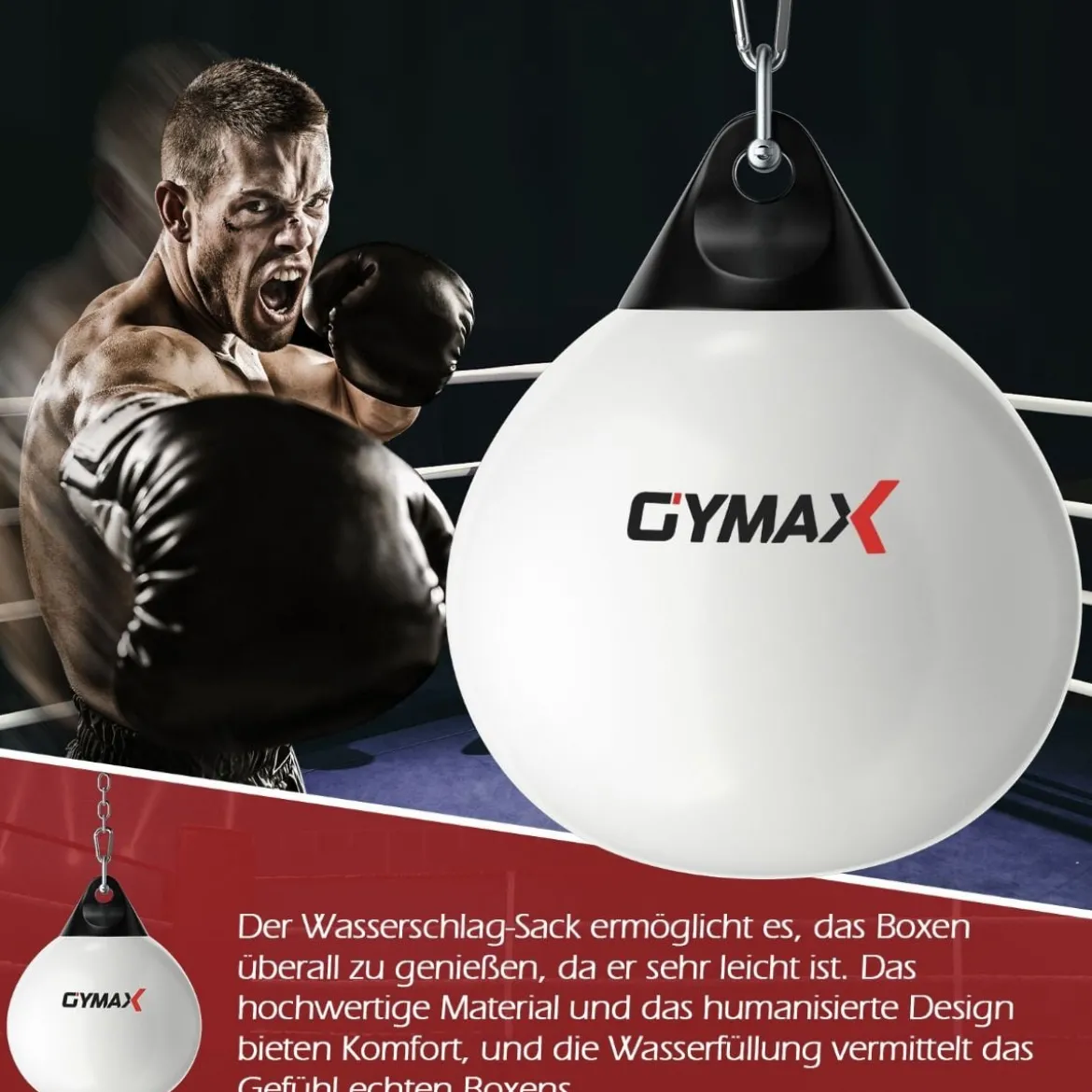 Ø45 cm Wasserboxsack 50 kg Boxing Punching Bag mit Verstellbarer Metallkette Weiß